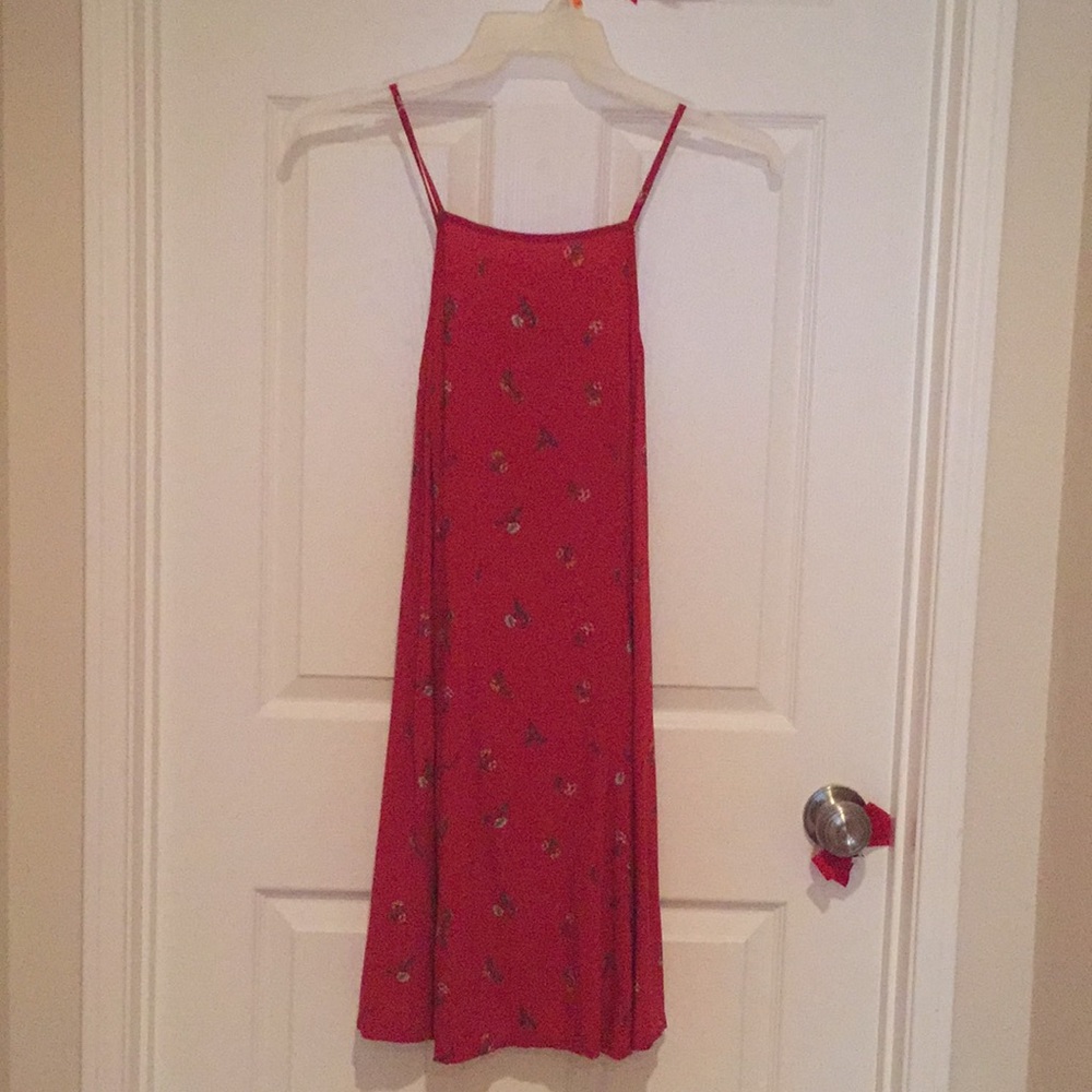 Red flower hollister dress size medium tie back